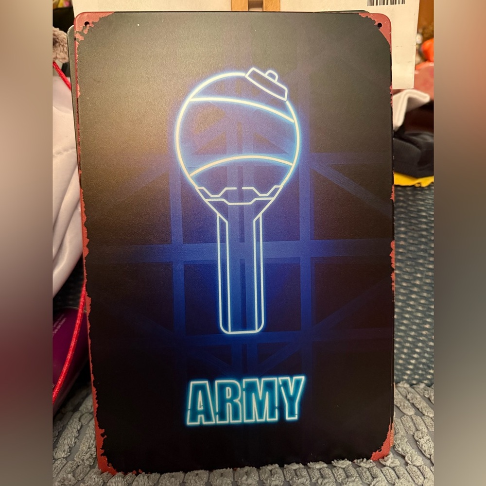BTS Blue ARMY Lightstick Metal Sign